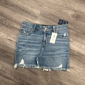Denim Distressed Mini Skirt